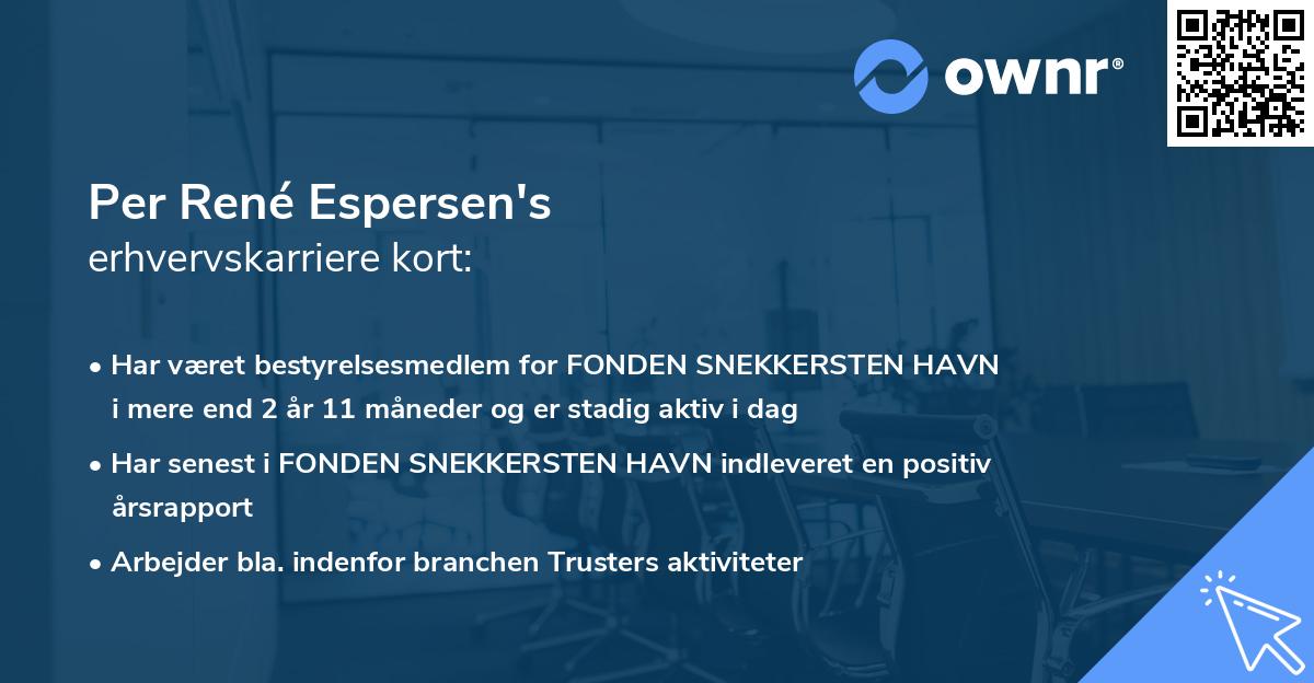 Per René Espersen's erhvervskarriere kort