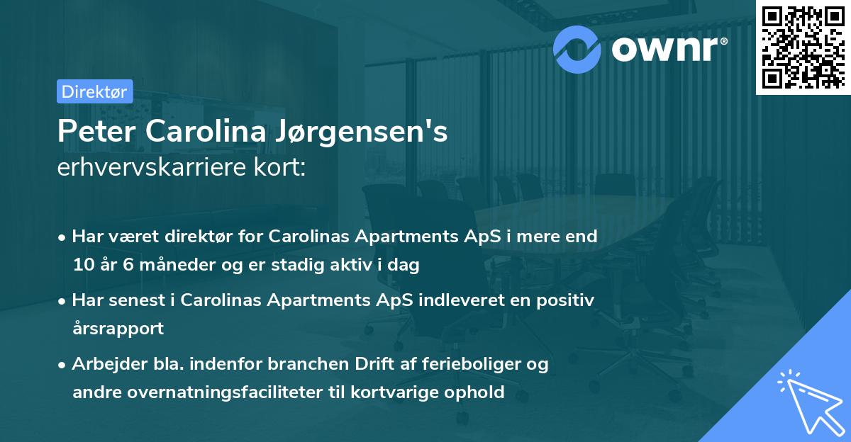 Peter Carolina Jørgensen's erhvervskarriere kort