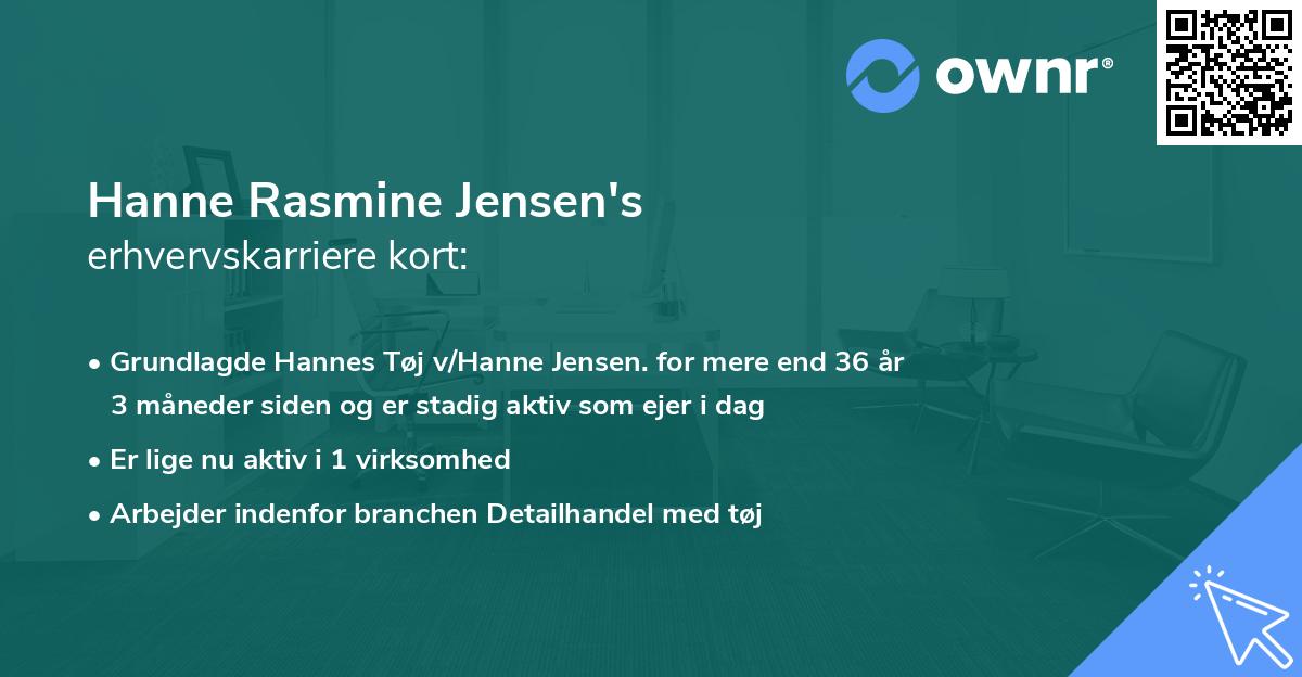 Hanne Rasmine Jensen's erhvervskarriere kort