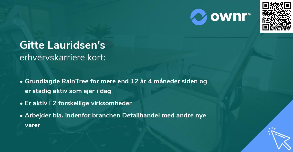 Gitte Lauridsen's erhvervskarriere kort