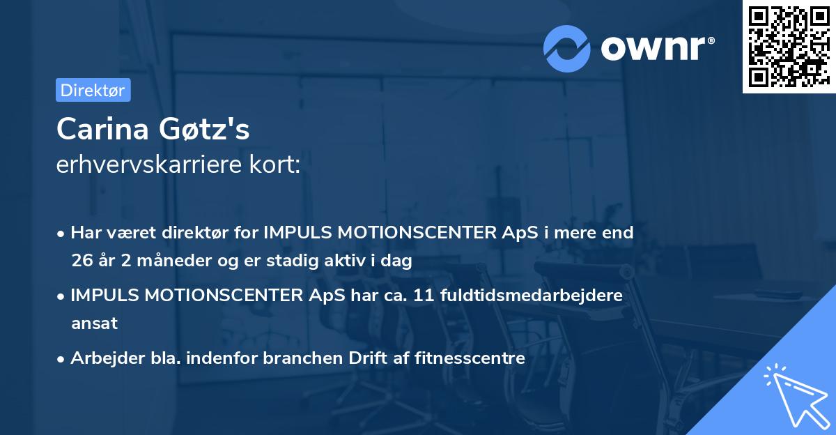 Carina Gøtz's erhvervskarriere kort