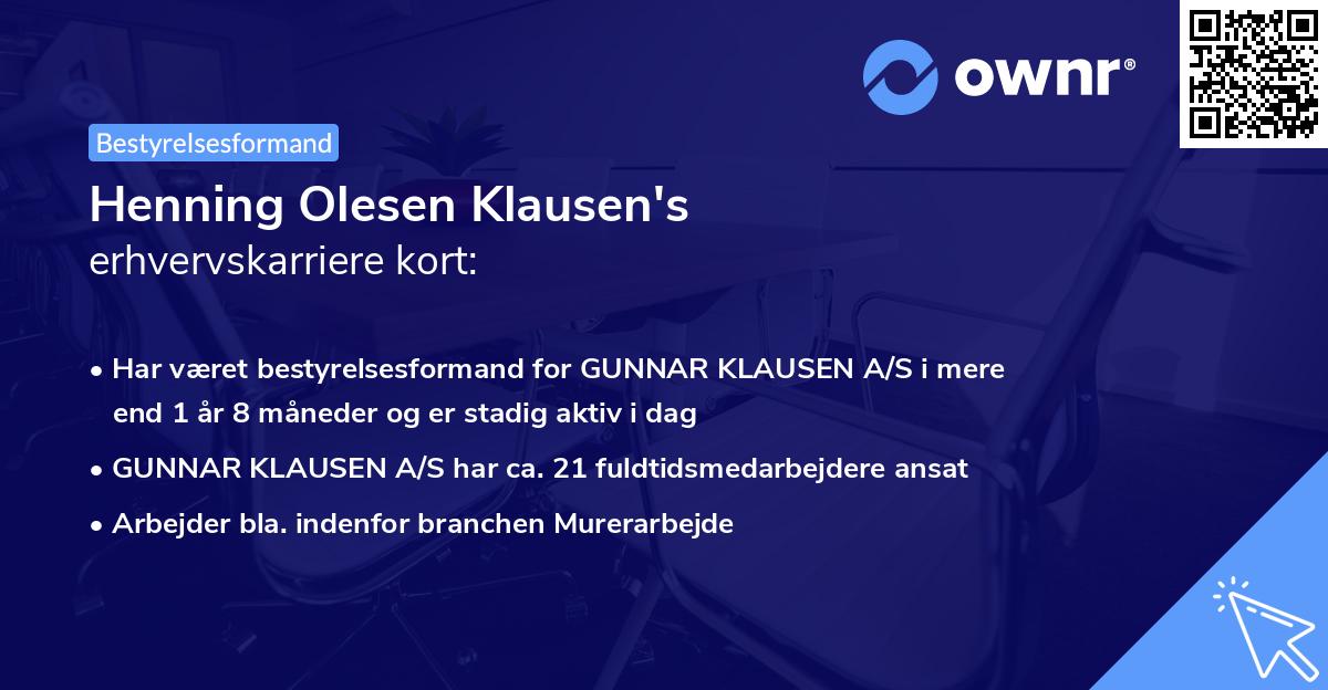 Henning Olesen Klausen's erhvervskarriere kort