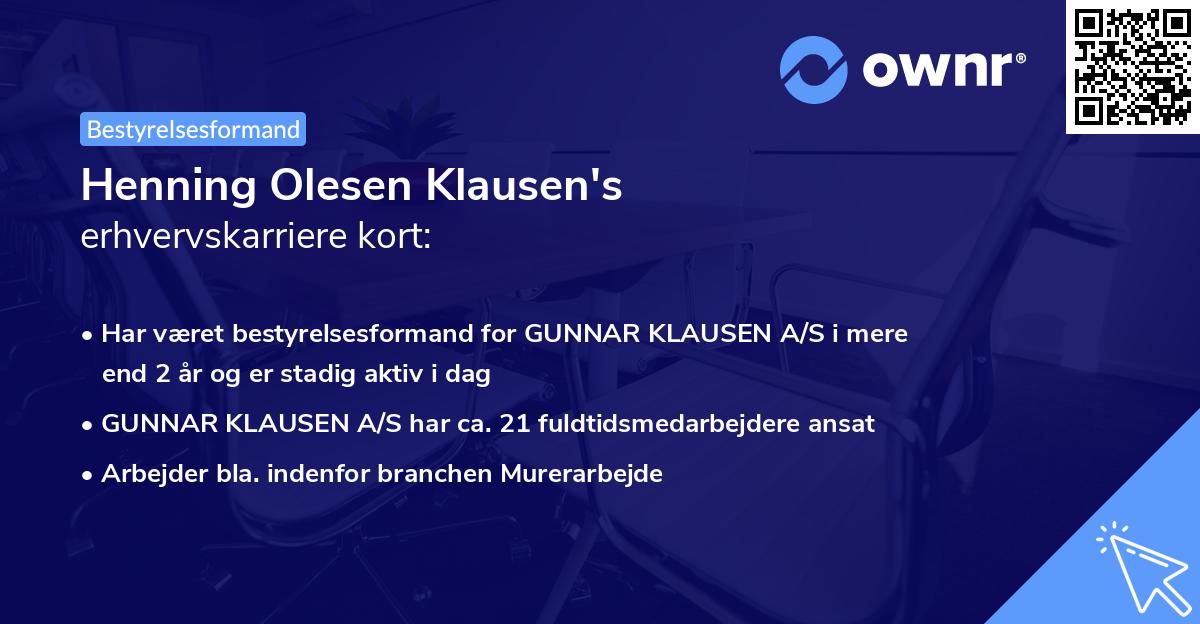 Henning Olesen Klausen's erhvervskarriere kort