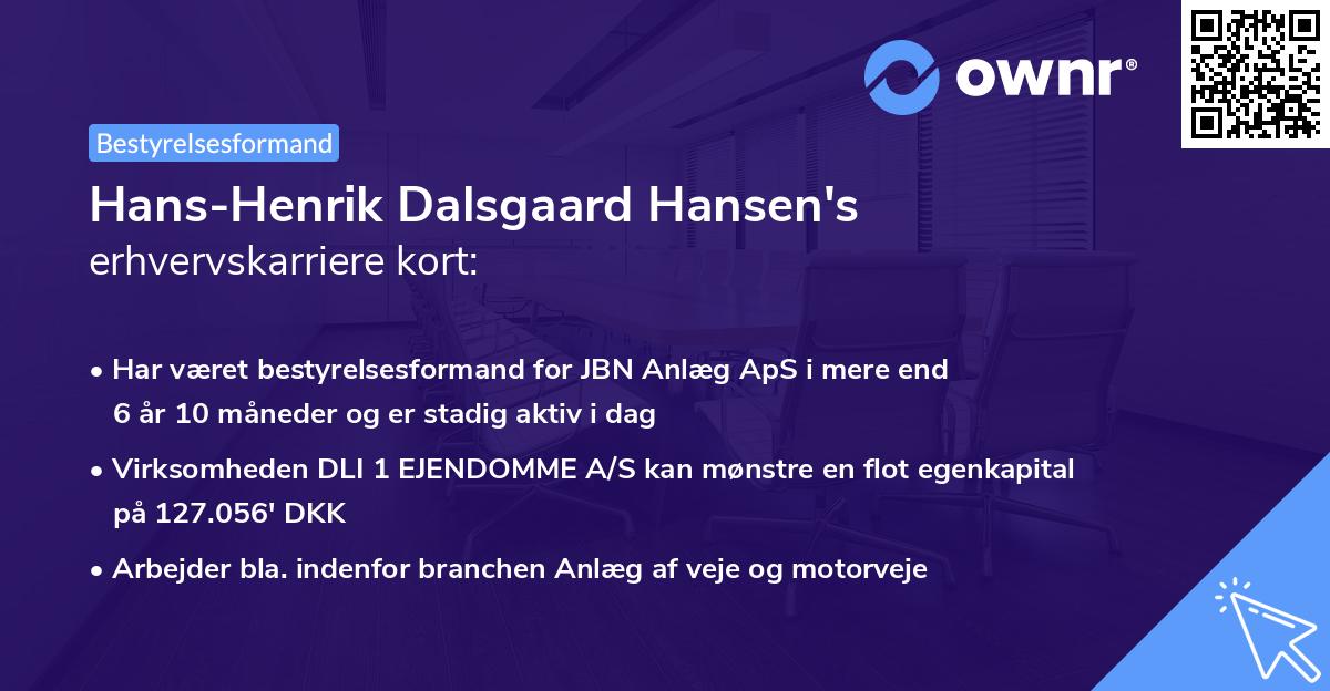 Hans-Henrik Dalsgaard Hansen's erhvervskarriere kort