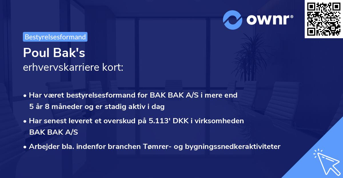 Poul Bak's erhvervskarriere kort