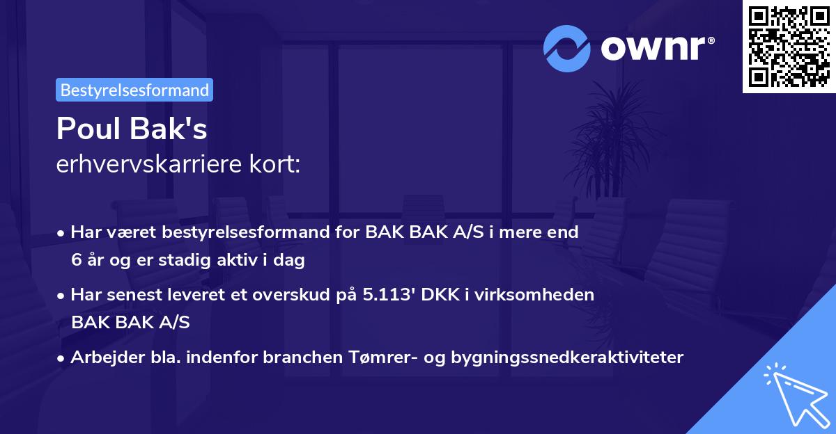 Poul Bak's erhvervskarriere kort