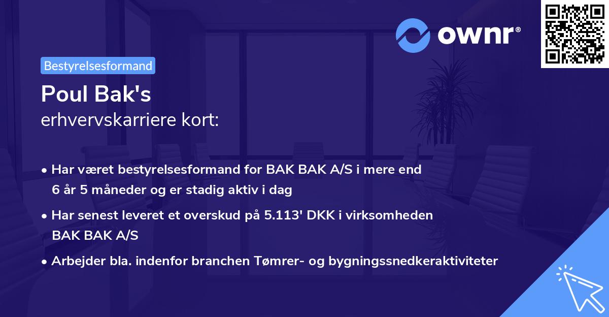 Poul Bak's erhvervskarriere kort