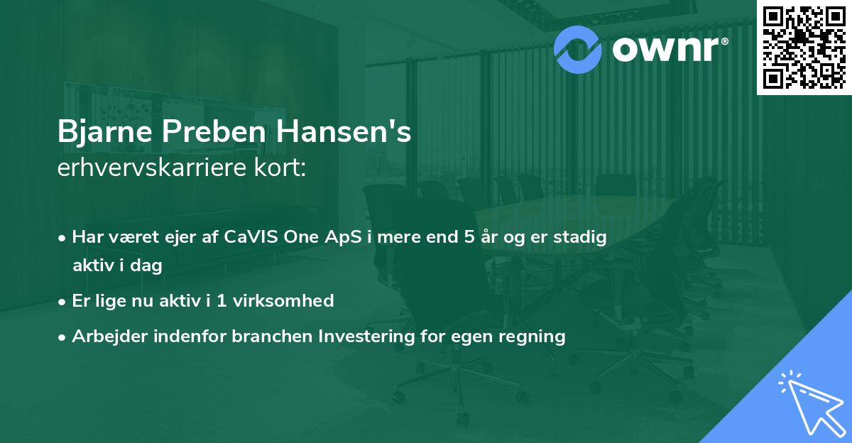 Bjarne Preben Hansen's erhvervskarriere kort