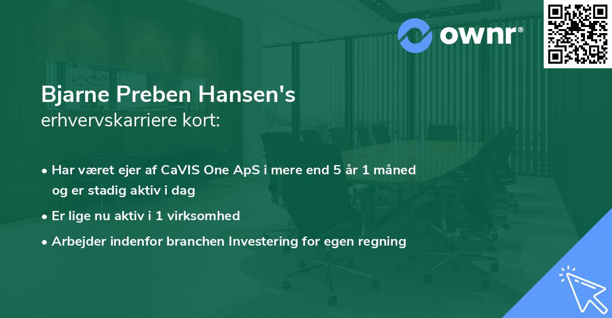 Bjarne Preben Hansen's erhvervskarriere kort