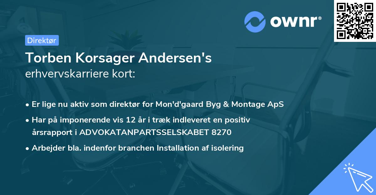 Torben Korsager Andersen's erhvervskarriere kort