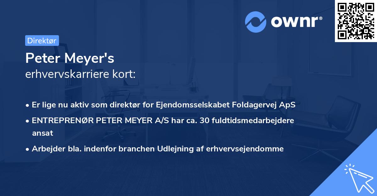 Peter Meyer's erhvervskarriere kort