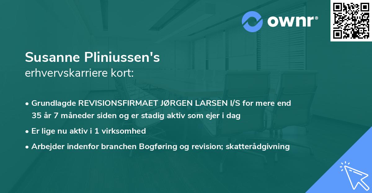 Susanne Pliniussen's erhvervskarriere kort