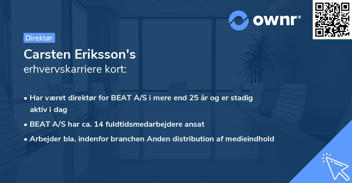 Carsten Eriksson's erhvervskarriere kort