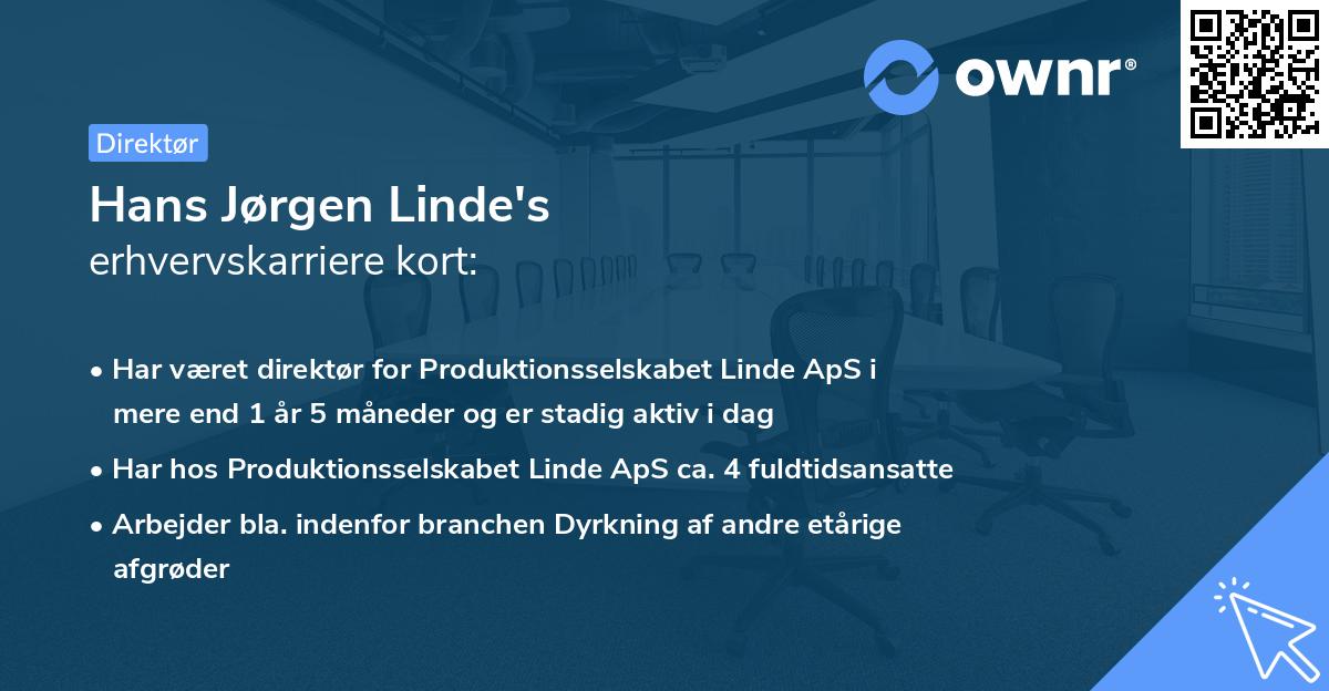 Hans Jørgen Linde's erhvervskarriere kort