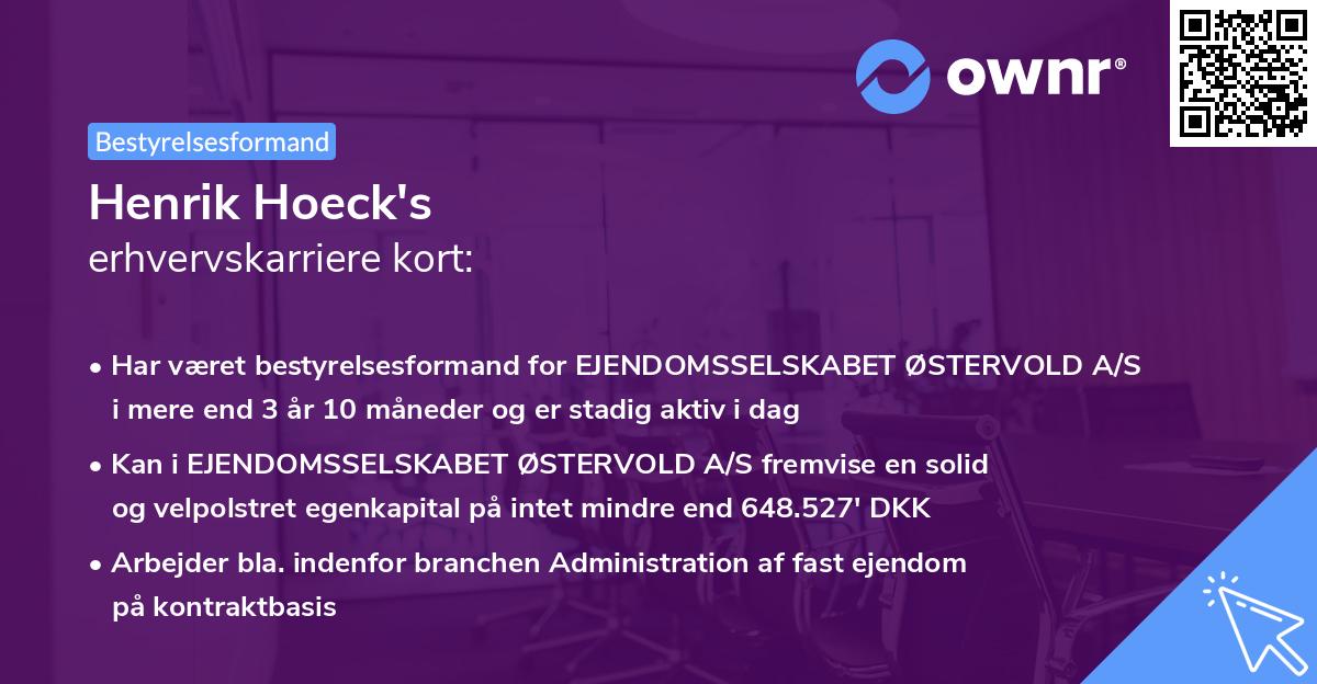 Henrik Hoeck's erhvervskarriere kort