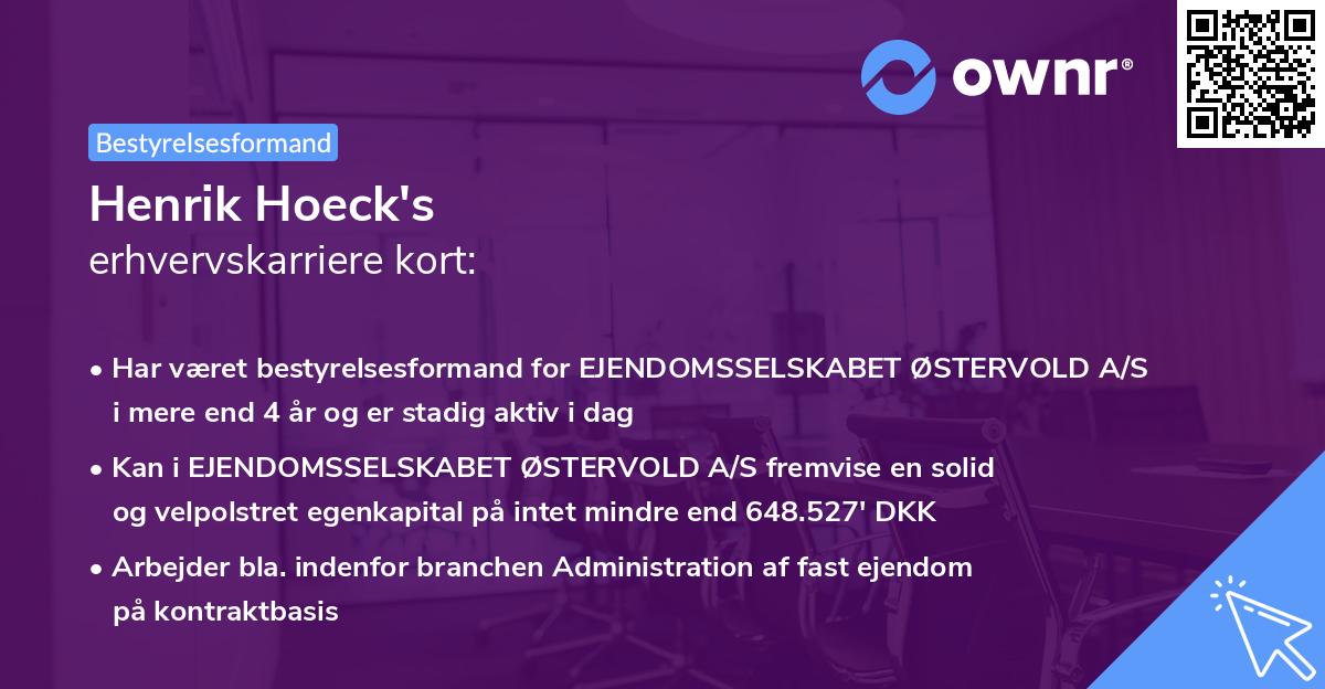 Henrik Hoeck's erhvervskarriere kort