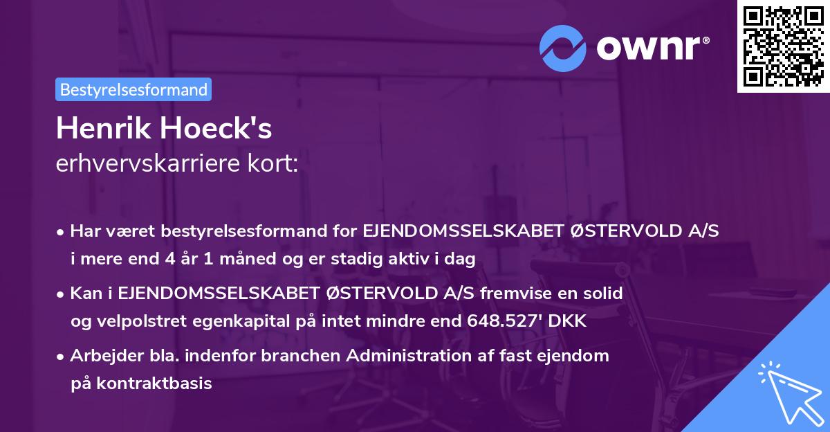 Henrik Hoeck's erhvervskarriere kort