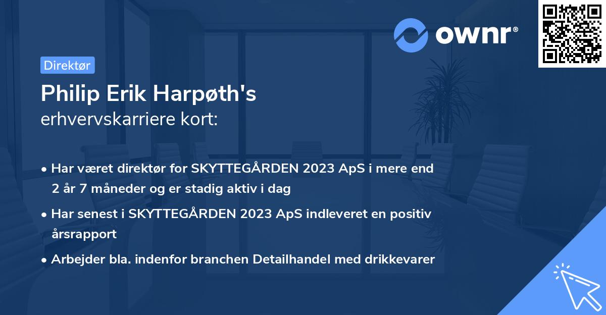 Philip Erik Harpøth's erhvervskarriere kort