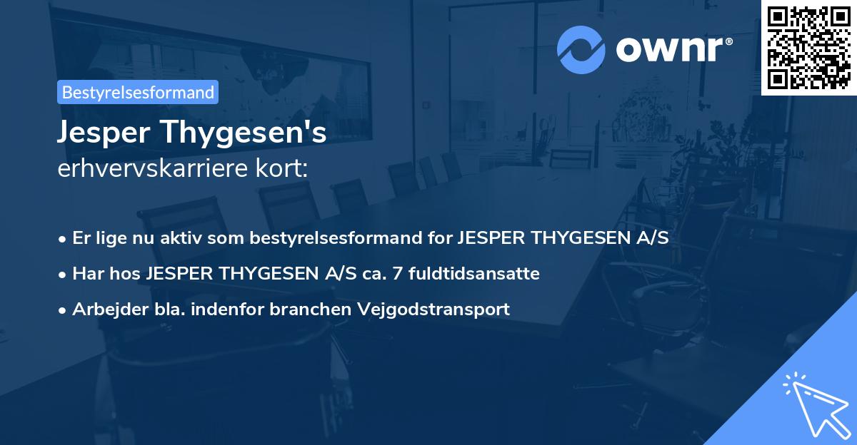 Jesper Thygesen's erhvervskarriere kort