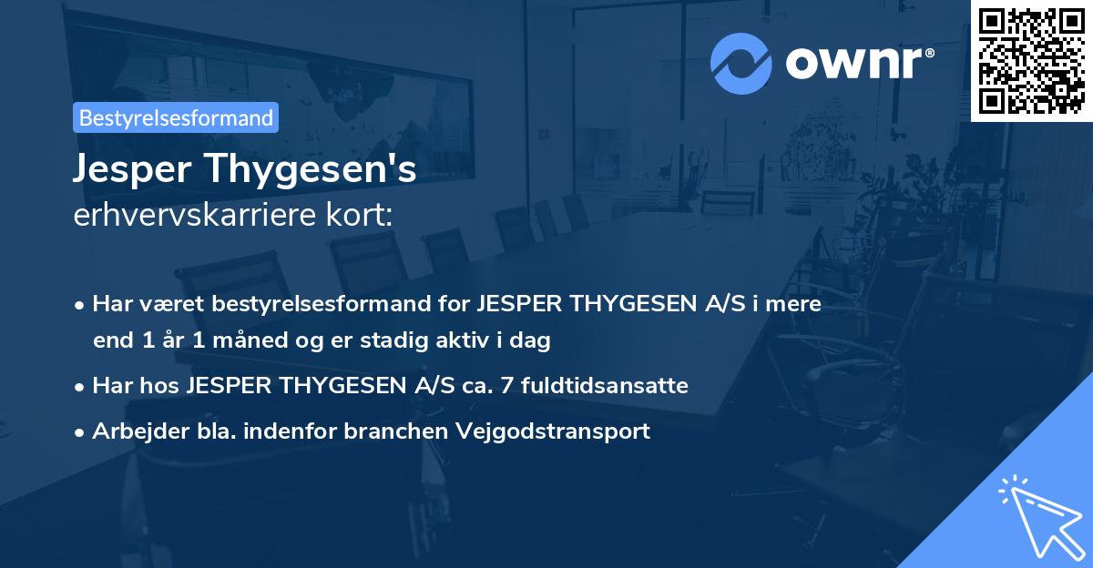 Jesper Thygesen's erhvervskarriere kort