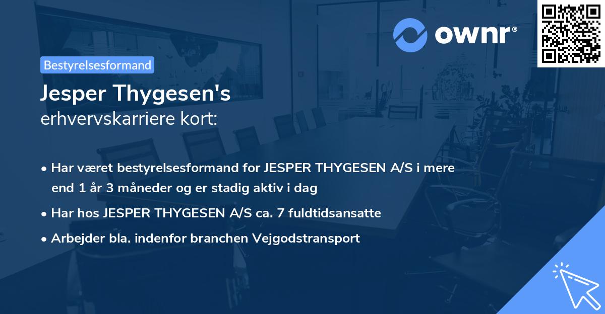 Jesper Thygesen's erhvervskarriere kort