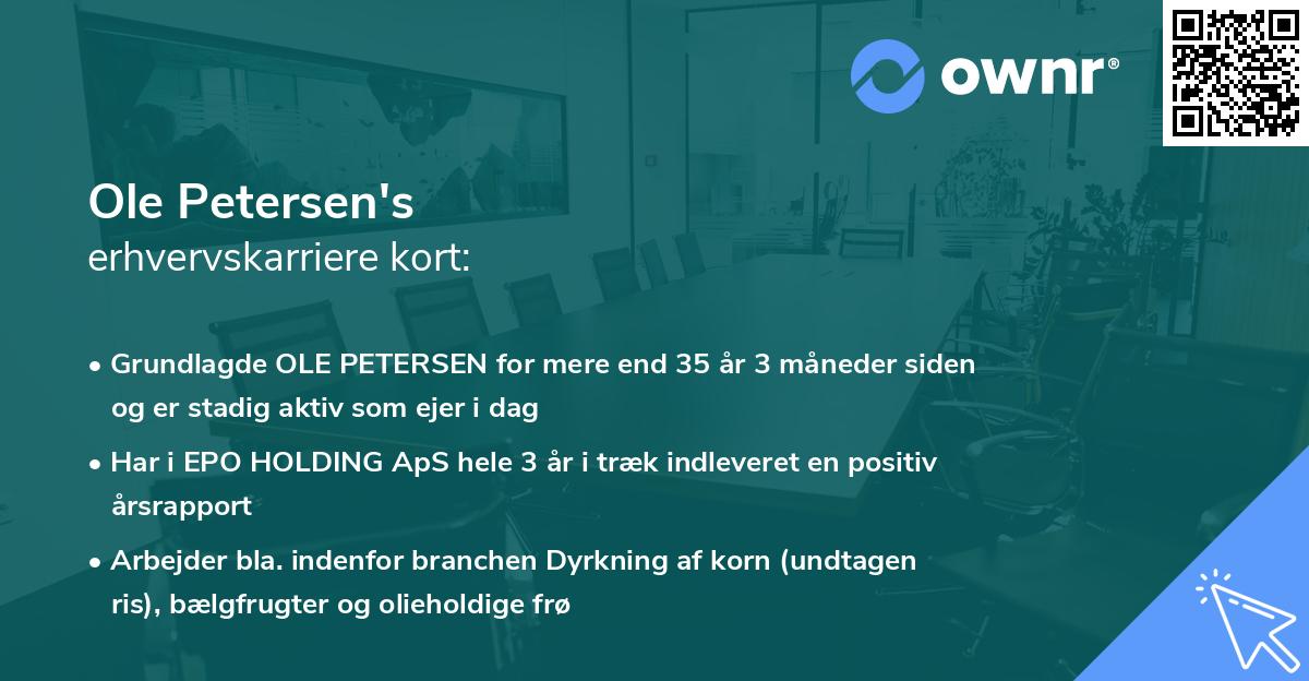 Ole Petersen's erhvervskarriere kort