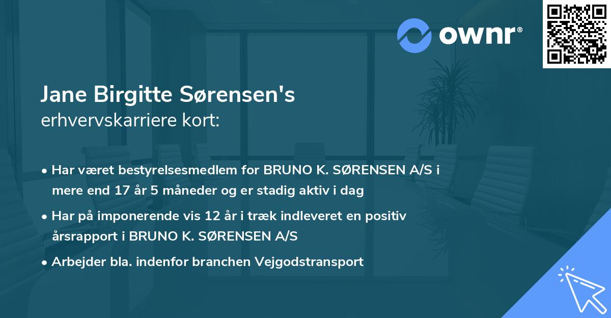 Jane Birgitte Sørensen's erhvervskarriere kort