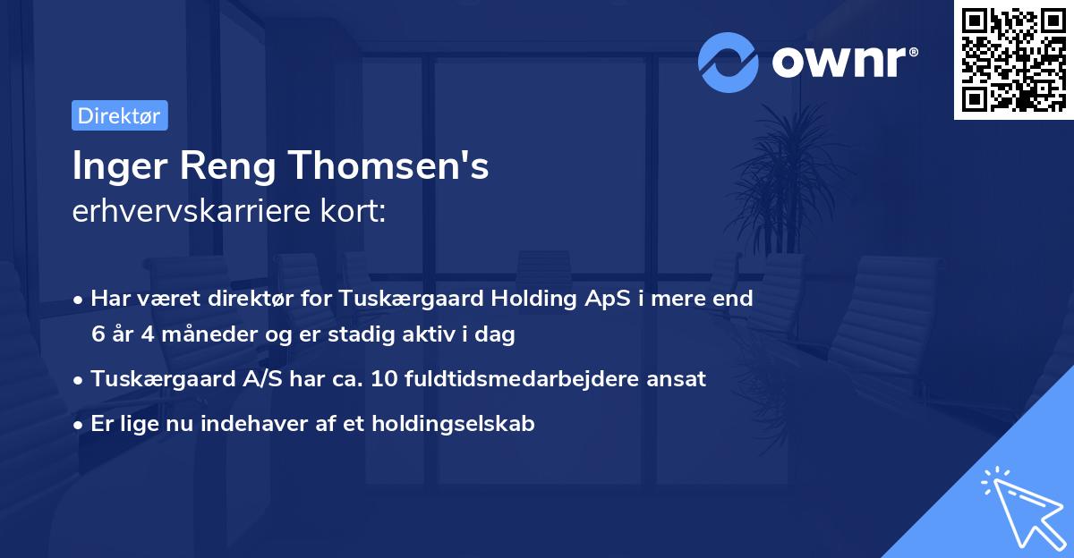 Inger Reng Thomsen's erhvervskarriere kort