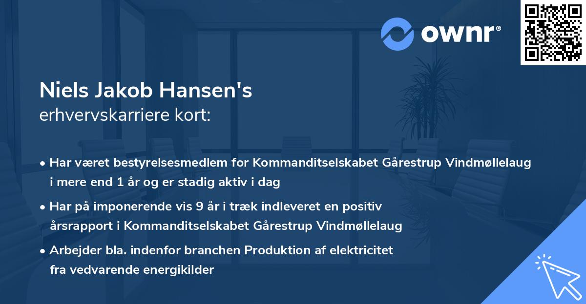 Niels Jakob Hansen's erhvervskarriere kort