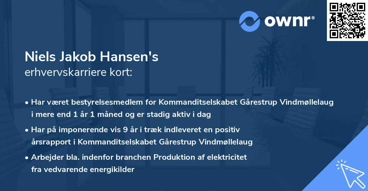 Niels Jakob Hansen's erhvervskarriere kort