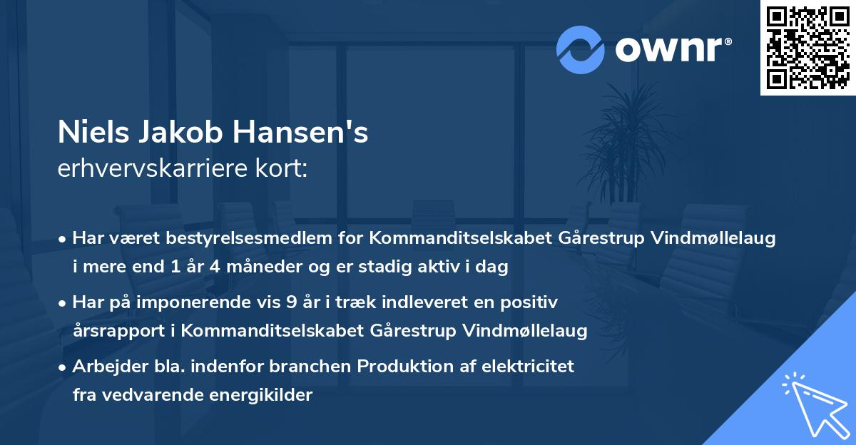 Niels Jakob Hansen's erhvervskarriere kort