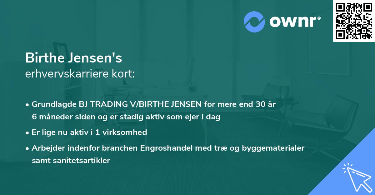Birthe Jensen's erhvervskarriere kort