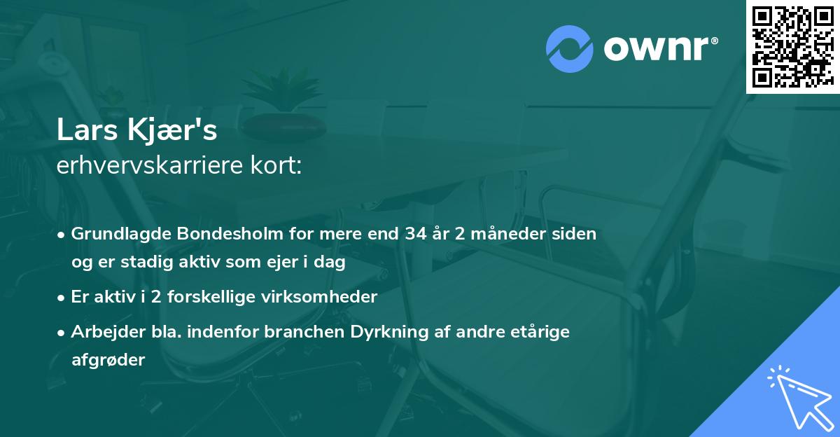 Lars Kjær's erhvervskarriere kort