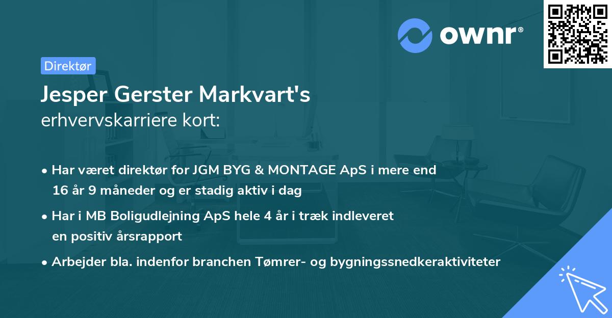 Jesper Gerster Markvart's erhvervskarriere kort