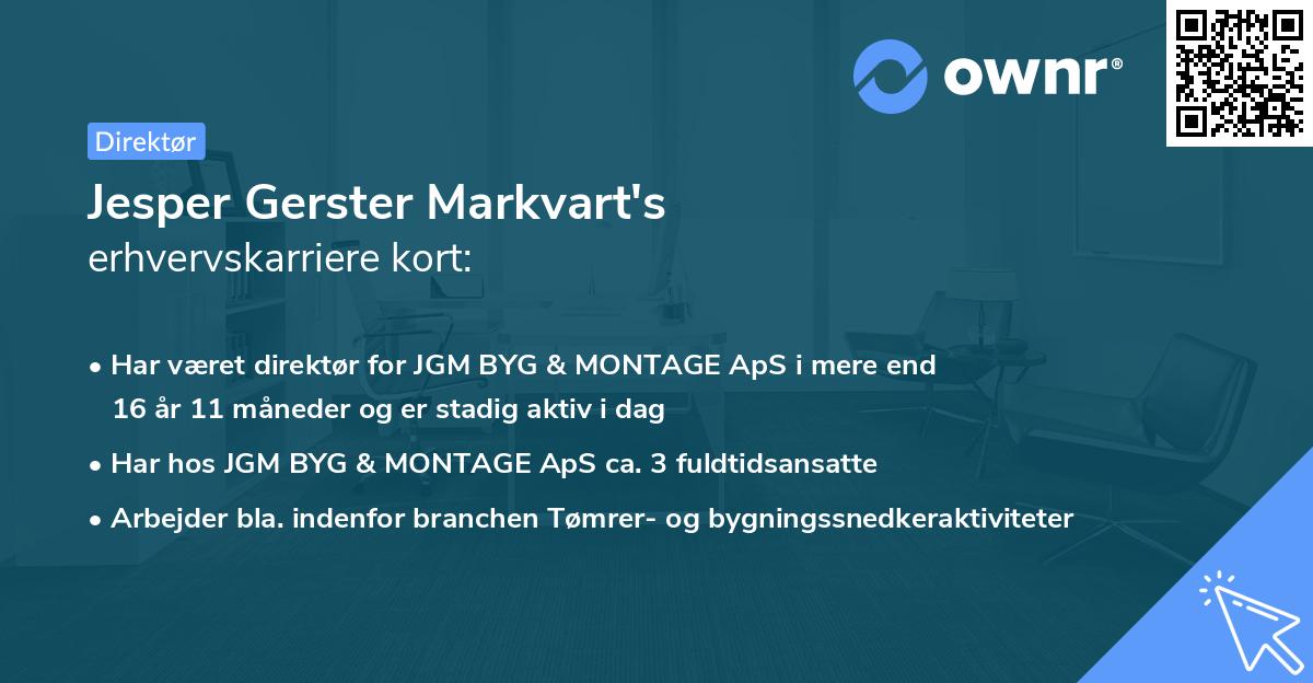 Jesper Gerster Markvart's erhvervskarriere kort