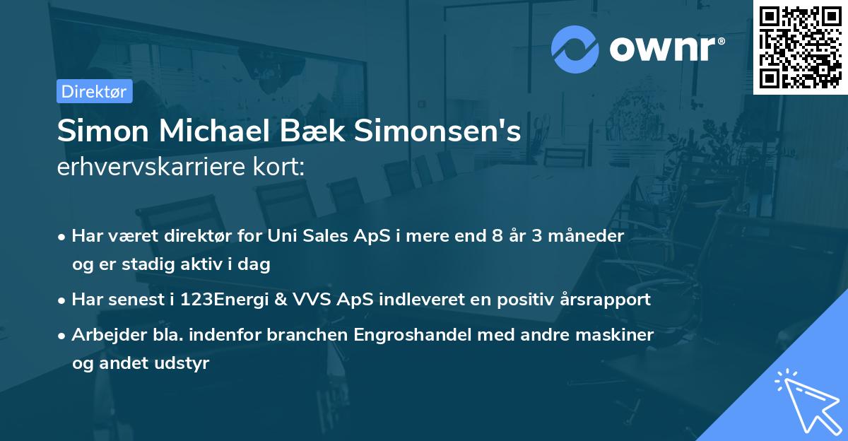 Simon Michael Bæk Simonsen's erhvervskarriere kort