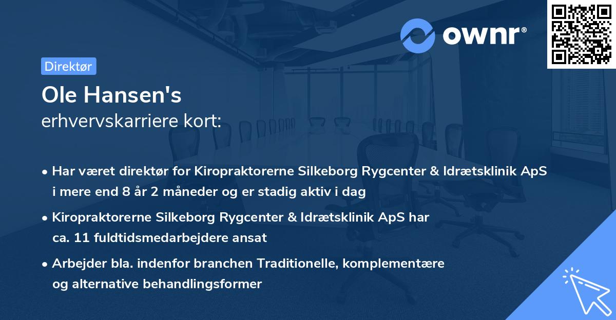 Ole Hansen's erhvervskarriere kort