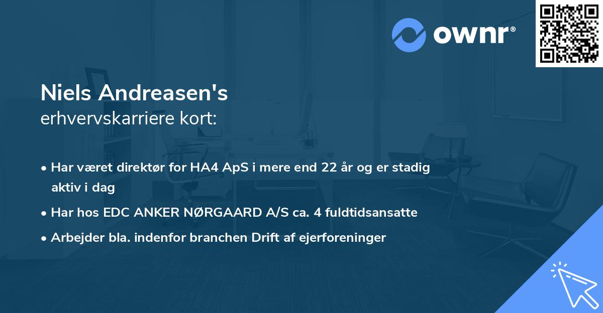 Niels Andreasen's erhvervskarriere kort