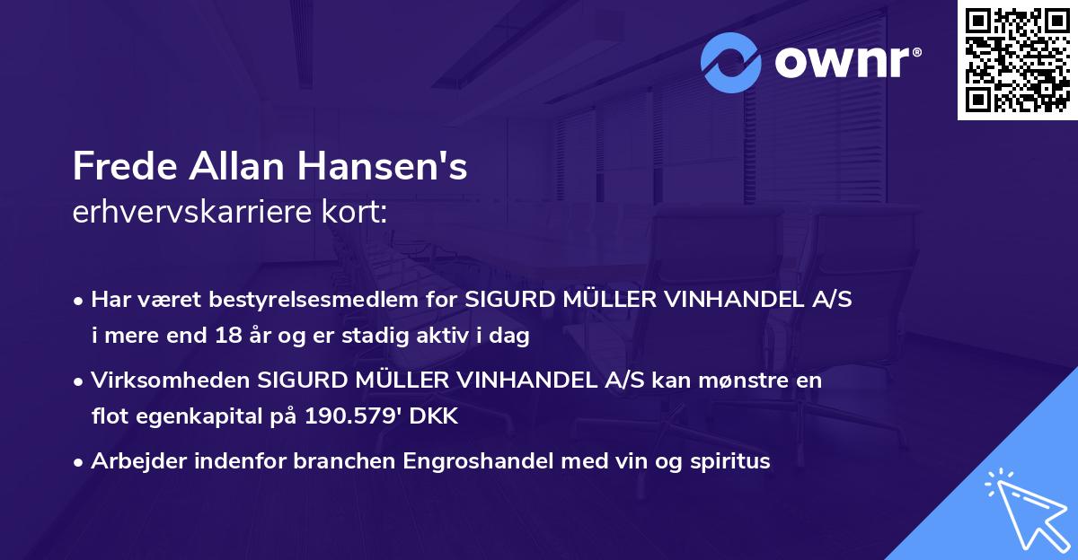 Frede Allan Hansen's erhvervskarriere kort