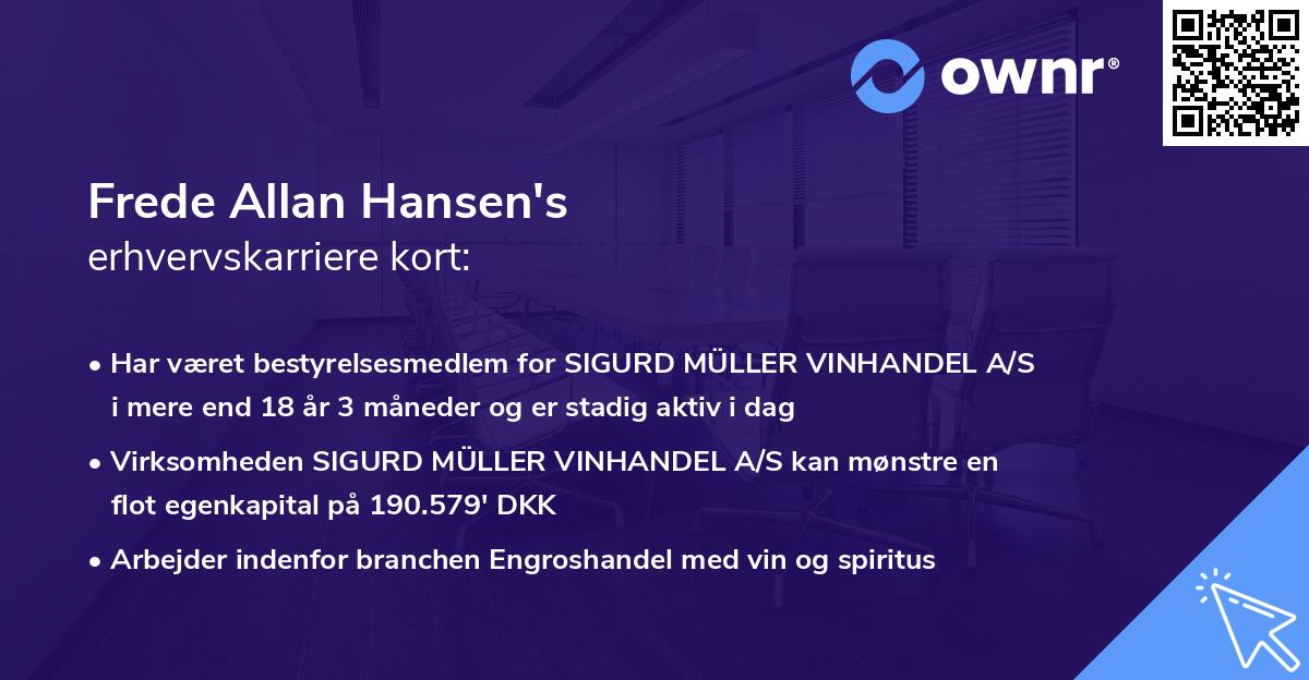 Frede Allan Hansen's erhvervskarriere kort