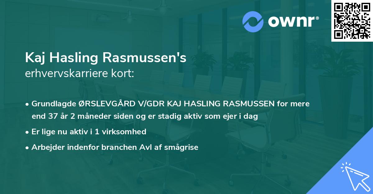 Kaj Hasling Rasmussen's erhvervskarriere kort