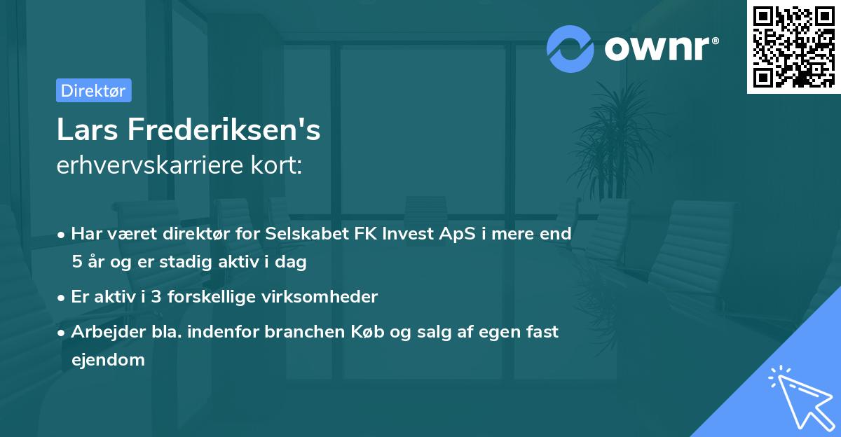 Lars Frederiksen's erhvervskarriere kort