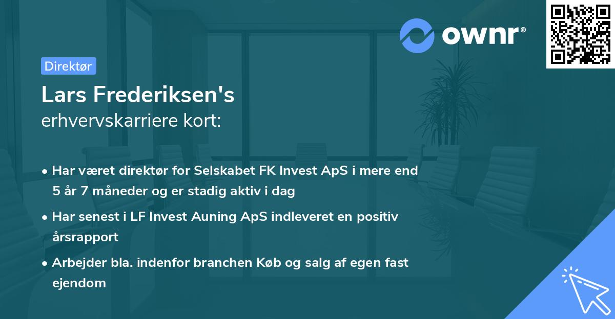 Lars Frederiksen's erhvervskarriere kort