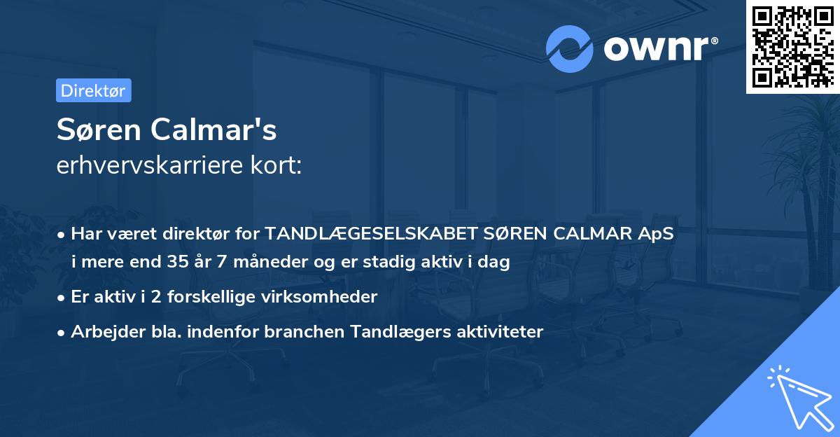 Søren Calmar's erhvervskarriere kort