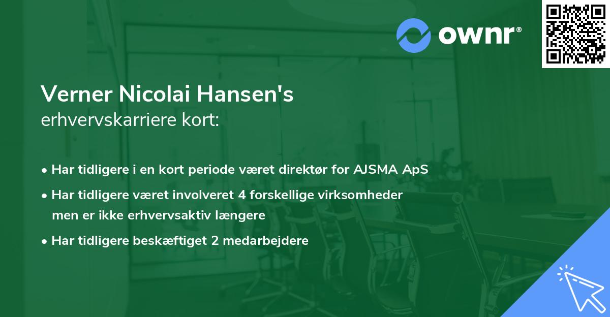 Verner Nicolai Hansen's erhvervskarriere kort