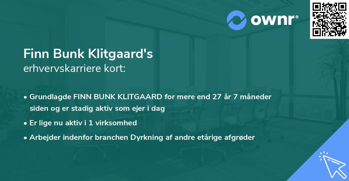 Finn Bunk Klitgaard's erhvervskarriere kort