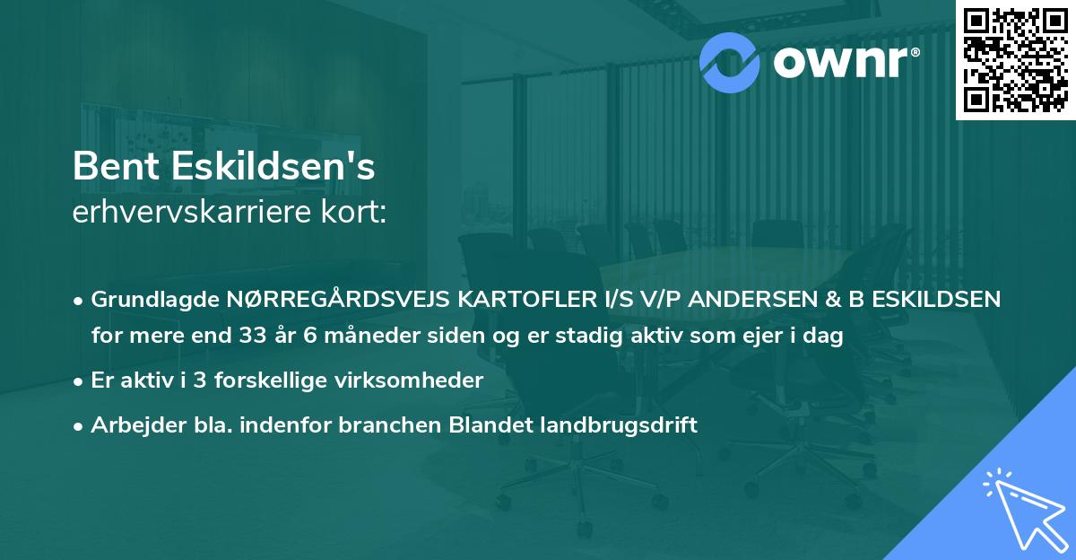 Bent Eskildsen's erhvervskarriere kort
