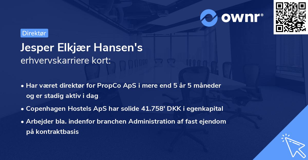 Jesper Elkjær Hansen's erhvervskarriere kort