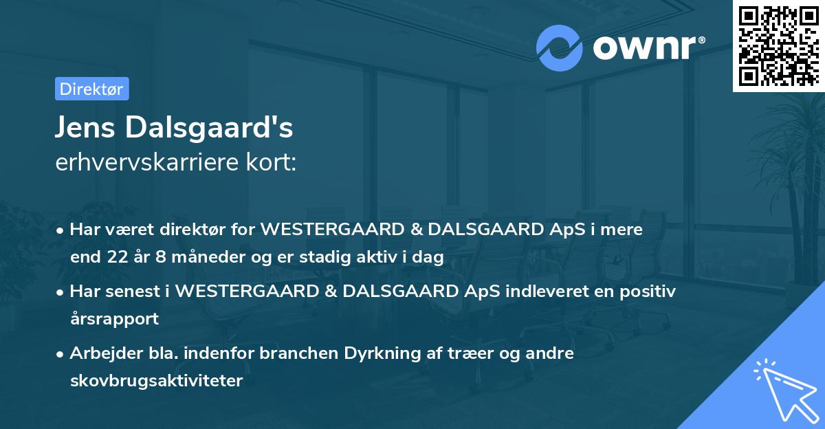 Jens Dalsgaard's erhvervskarriere kort