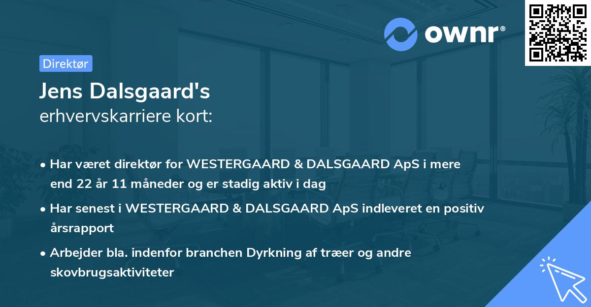 Jens Dalsgaard's erhvervskarriere kort